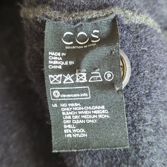 COS Grey Wool Blend Boiled Wool Cropped Sweater Jacket Stand Collar - Picture 12 of 13